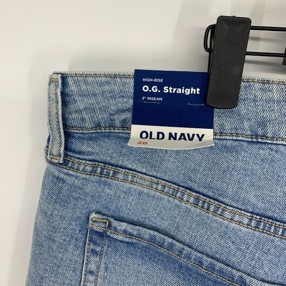 Old Navy Denim Shorts High Rise OG Straight Blue Cuffed NWT - Picture 9 of 11